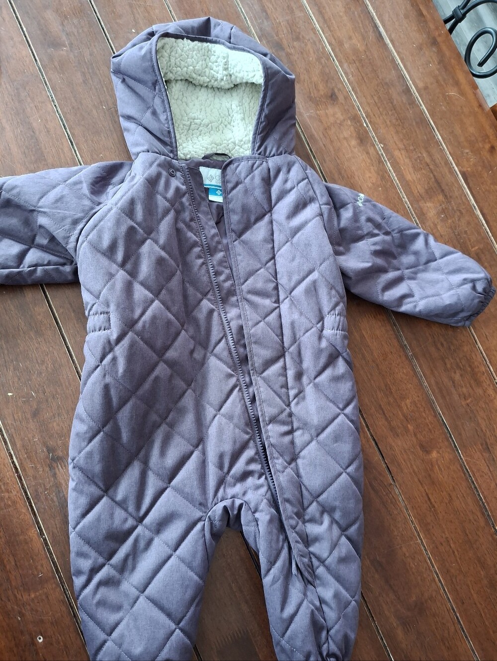 Columbia Quilted Hooded Baby Snowsuit in Dusty Purple